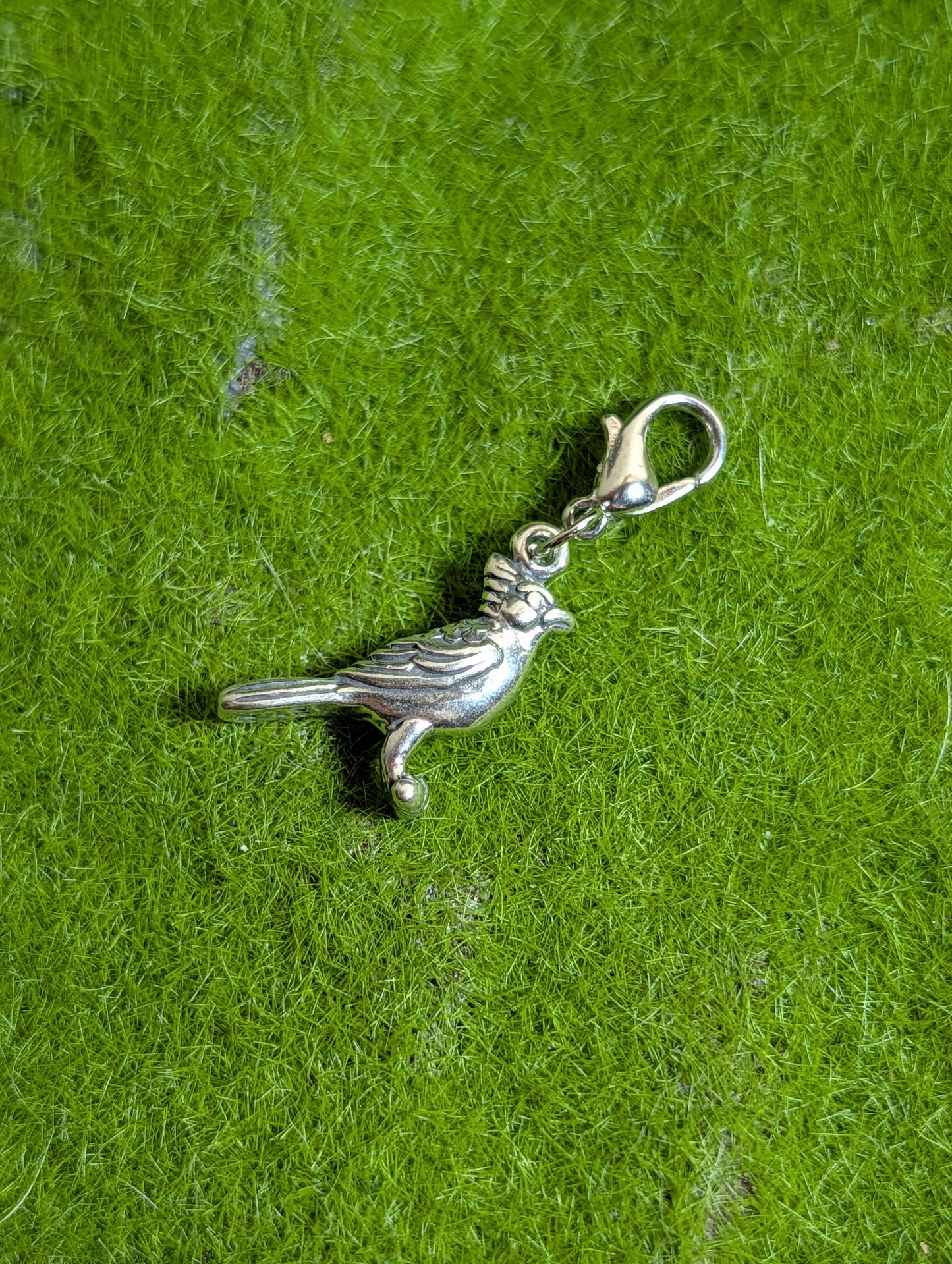 Handcrafted Red Cardinal Charm Sterling Silver With Red Enamel