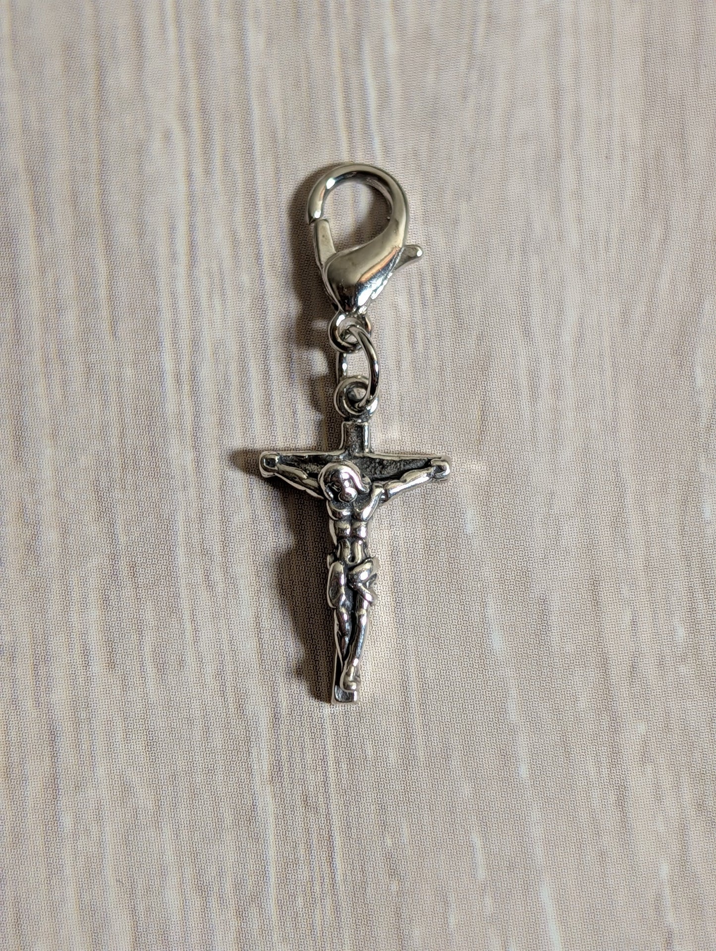 Handcrafted Jesus Cross Charm Sterling Silver