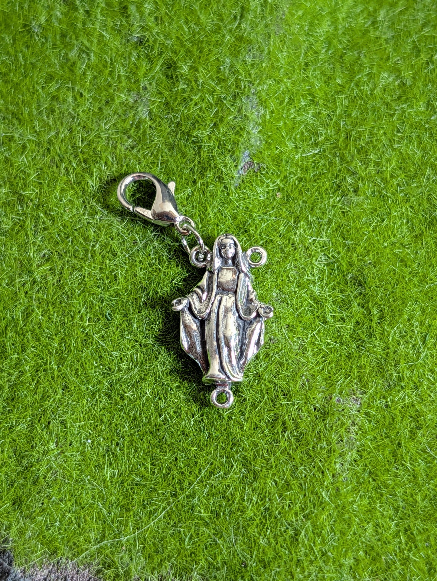 Handcrafted Mary Mother Of Jesus Charm Sterling Silver
