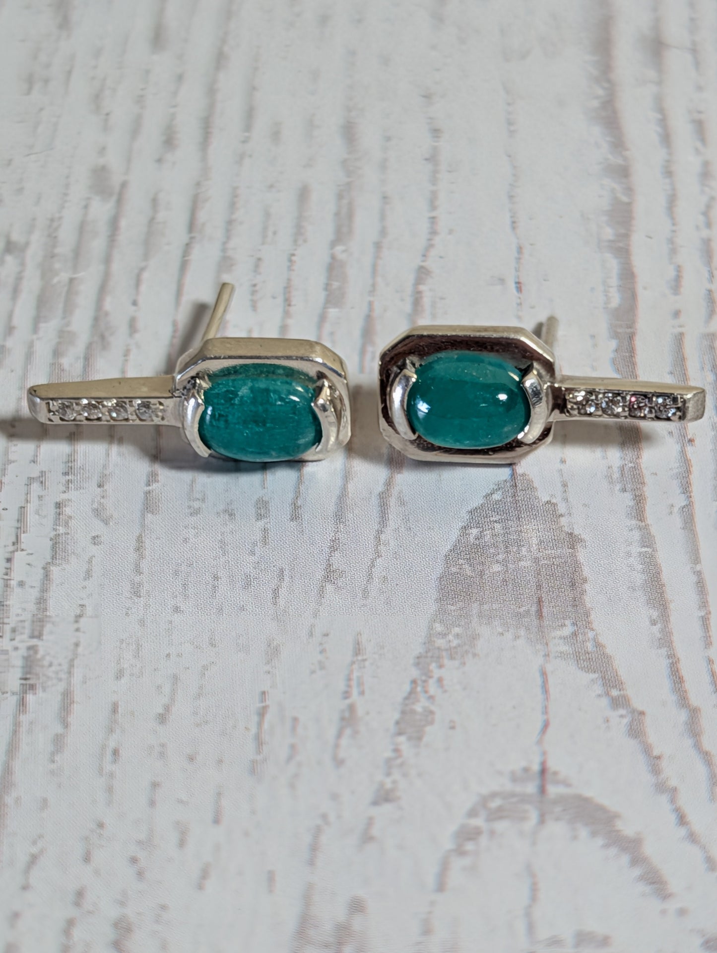 Emerald Earrings Set in Sterling Silver 1ct set 5B