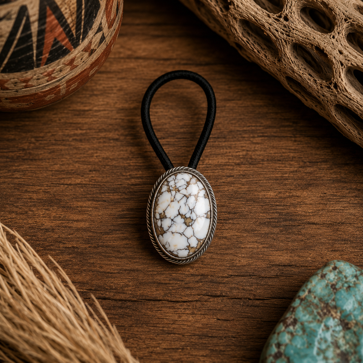 Handcrafted Southwestern Style Wild Horse Gemstone Hair Tie