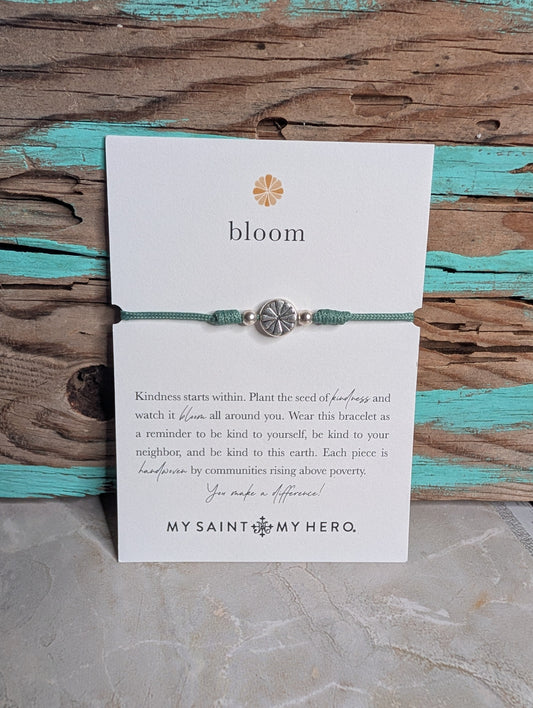 Sage Bloom Bracelet With Silver Flower
