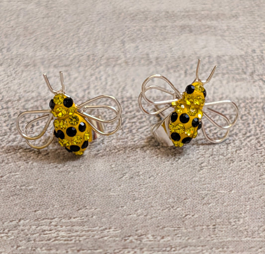 Bumble Bee CZ Sterling Silver Earrings
