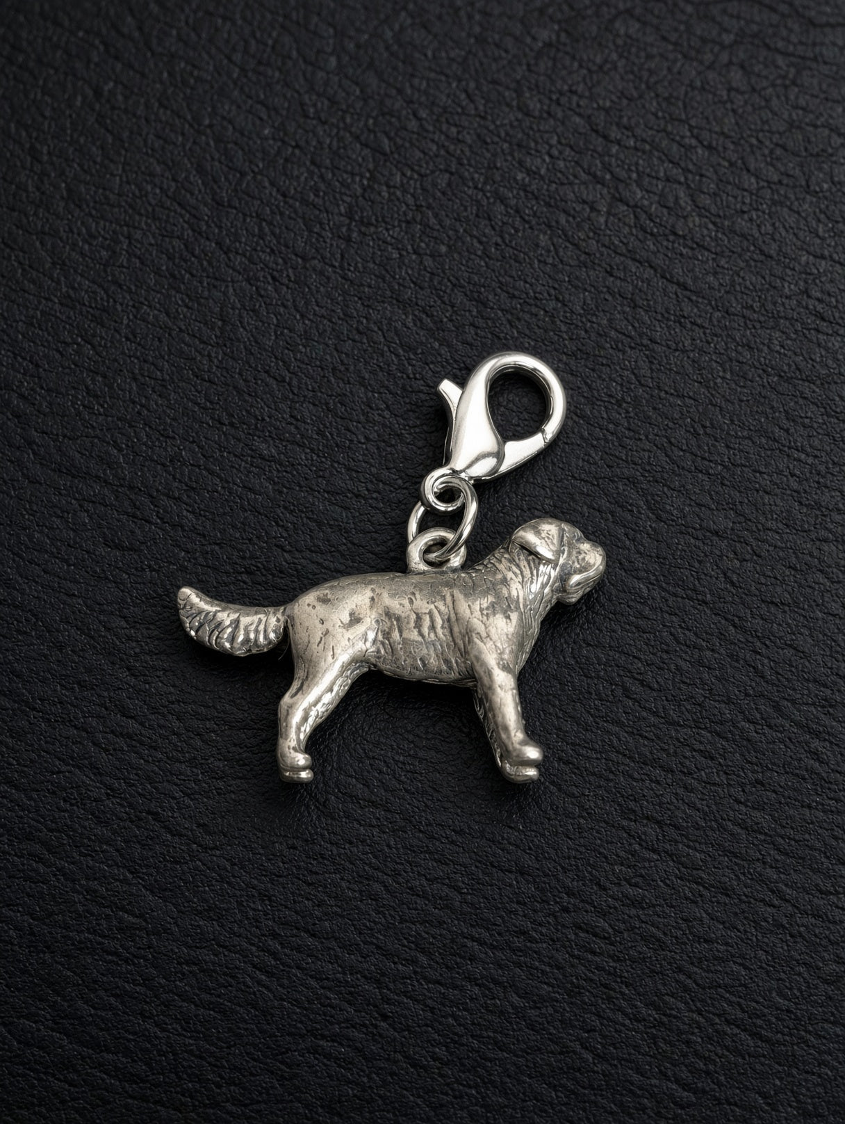 Handcrafted St. Bernard Dog Charm Sterling Silver