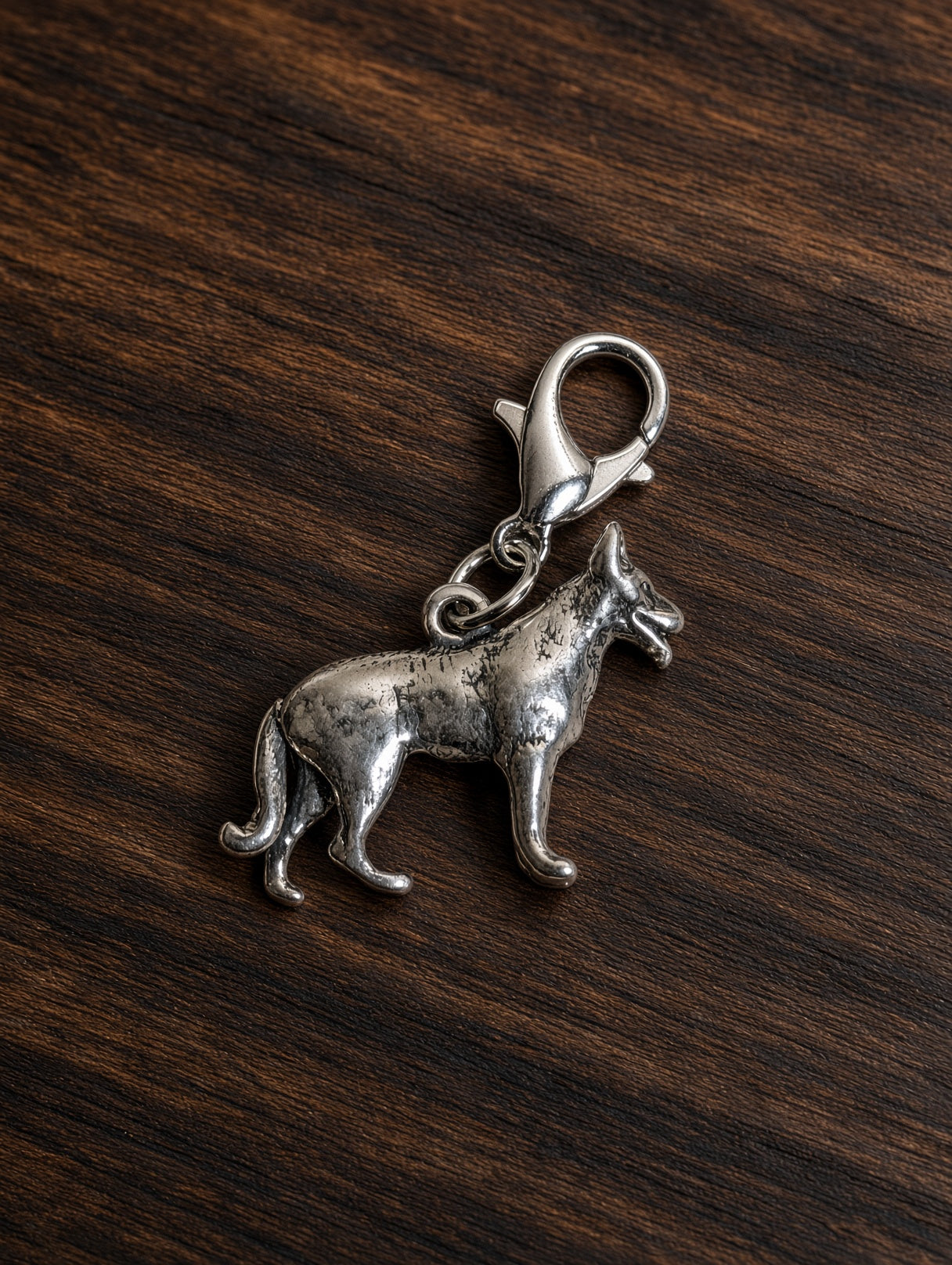 Handcrafted German Shepherd Dog Charm Sterling Silver Variant 3