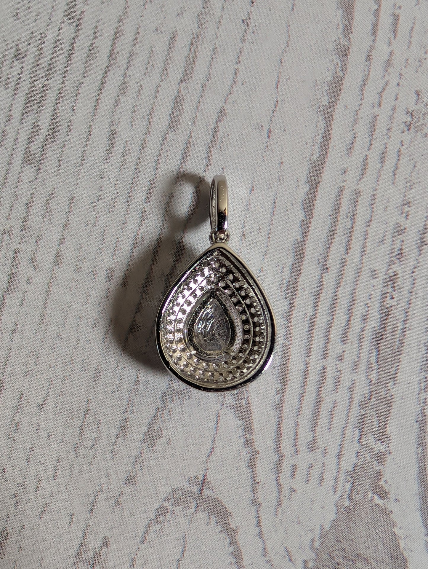 CZ Teardrop Shaped Sterling Silver Pendant