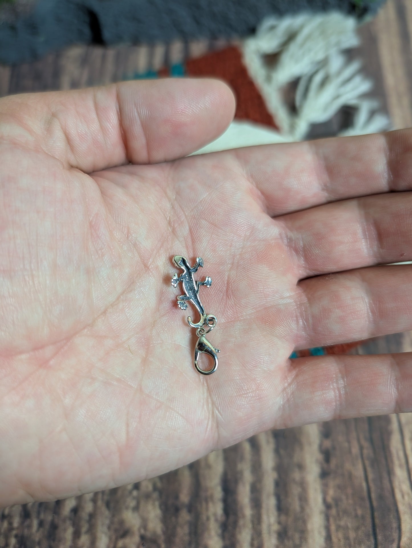 Handcrafted Gecko Lizard Charm Sterling Silver