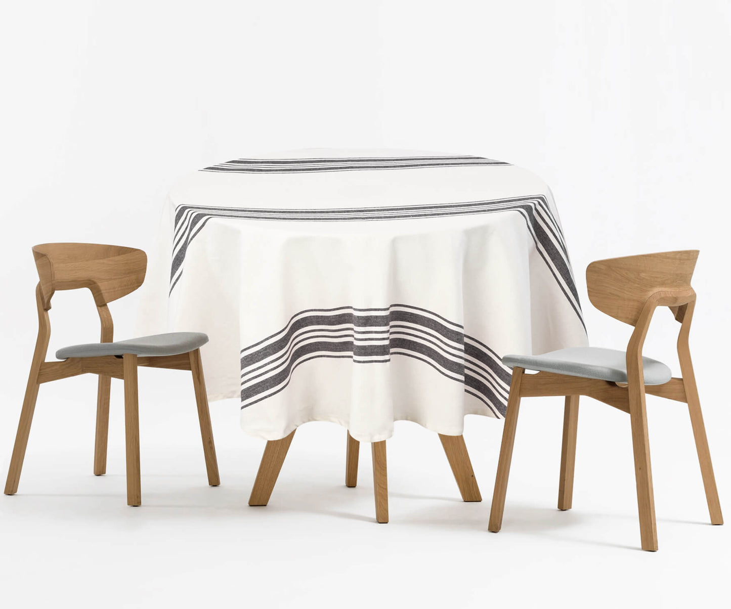 Navy Blue Striped Round Tablecloth