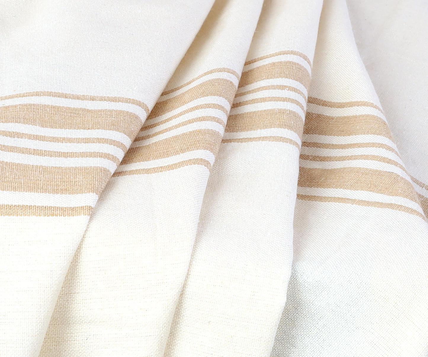 Beige Striped Round Tablecloth