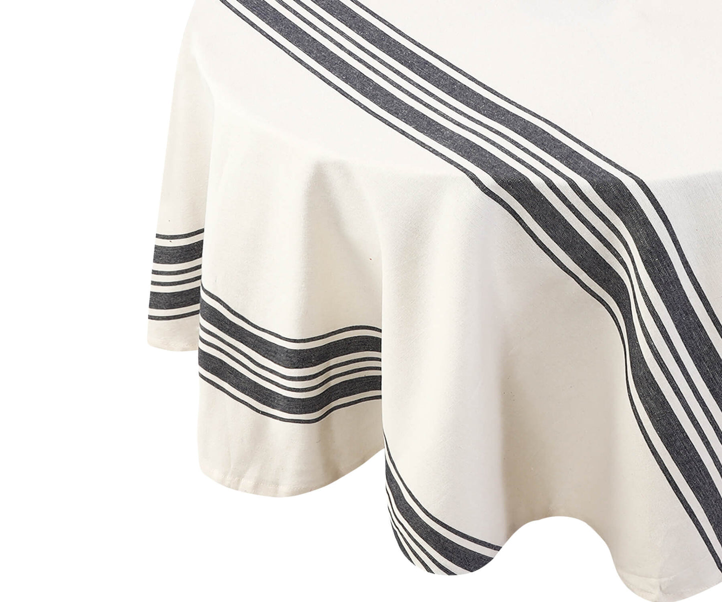Navy Blue Striped Round Tablecloth