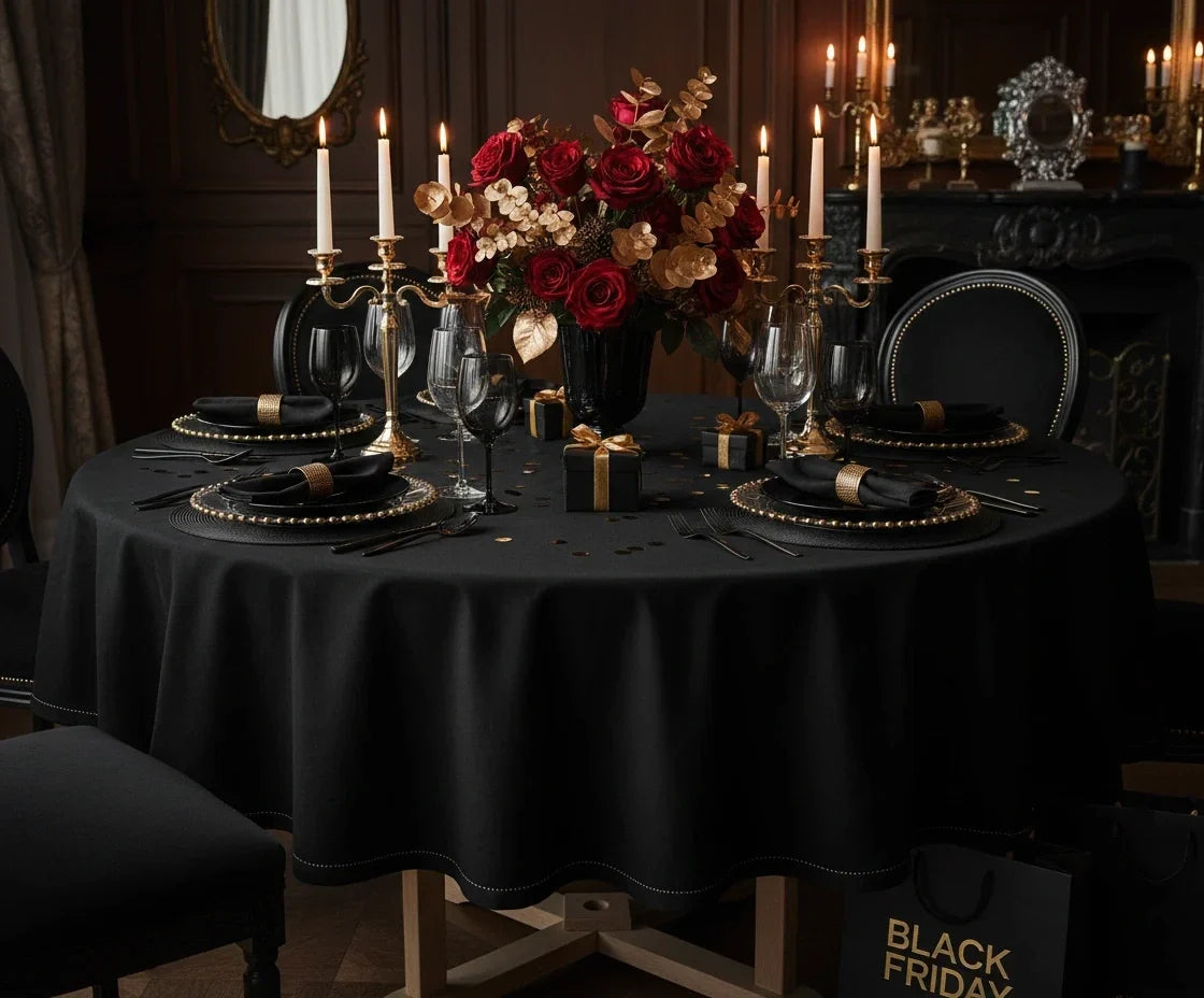 Black Circle Tablecloth