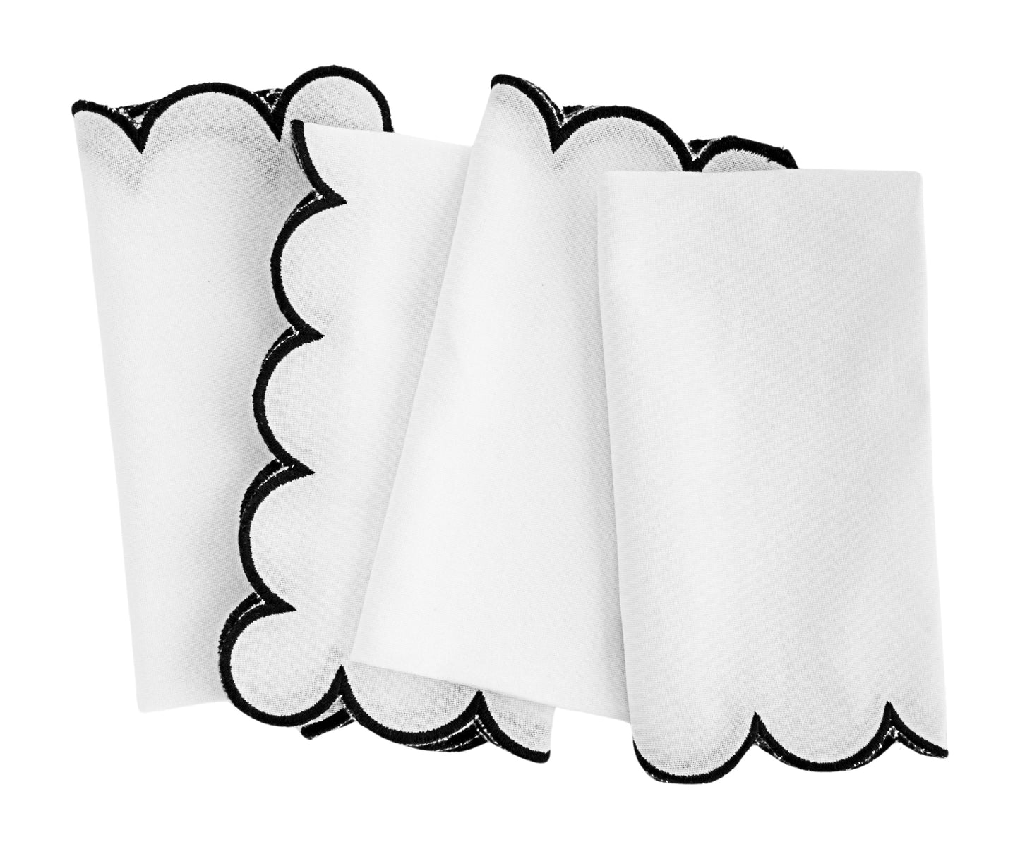 Black Scalloped Edge Napkins - LongWave