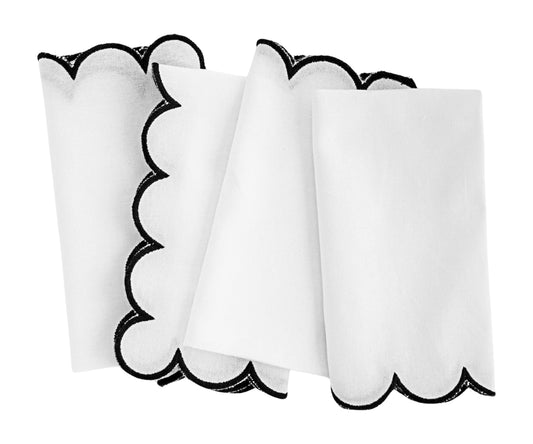 Black Scalloped Edge Napkins - LongWave
