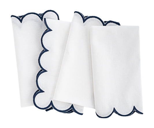 Navy Scalloped Edge Napkins - LongWave