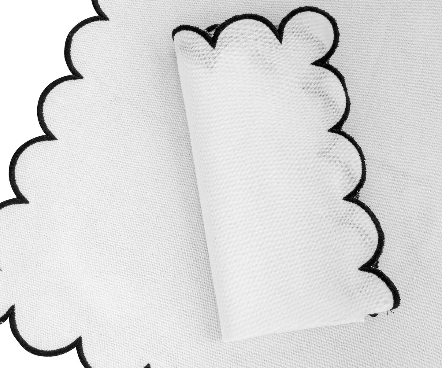 Black Scalloped Edge Napkins - LongWave
