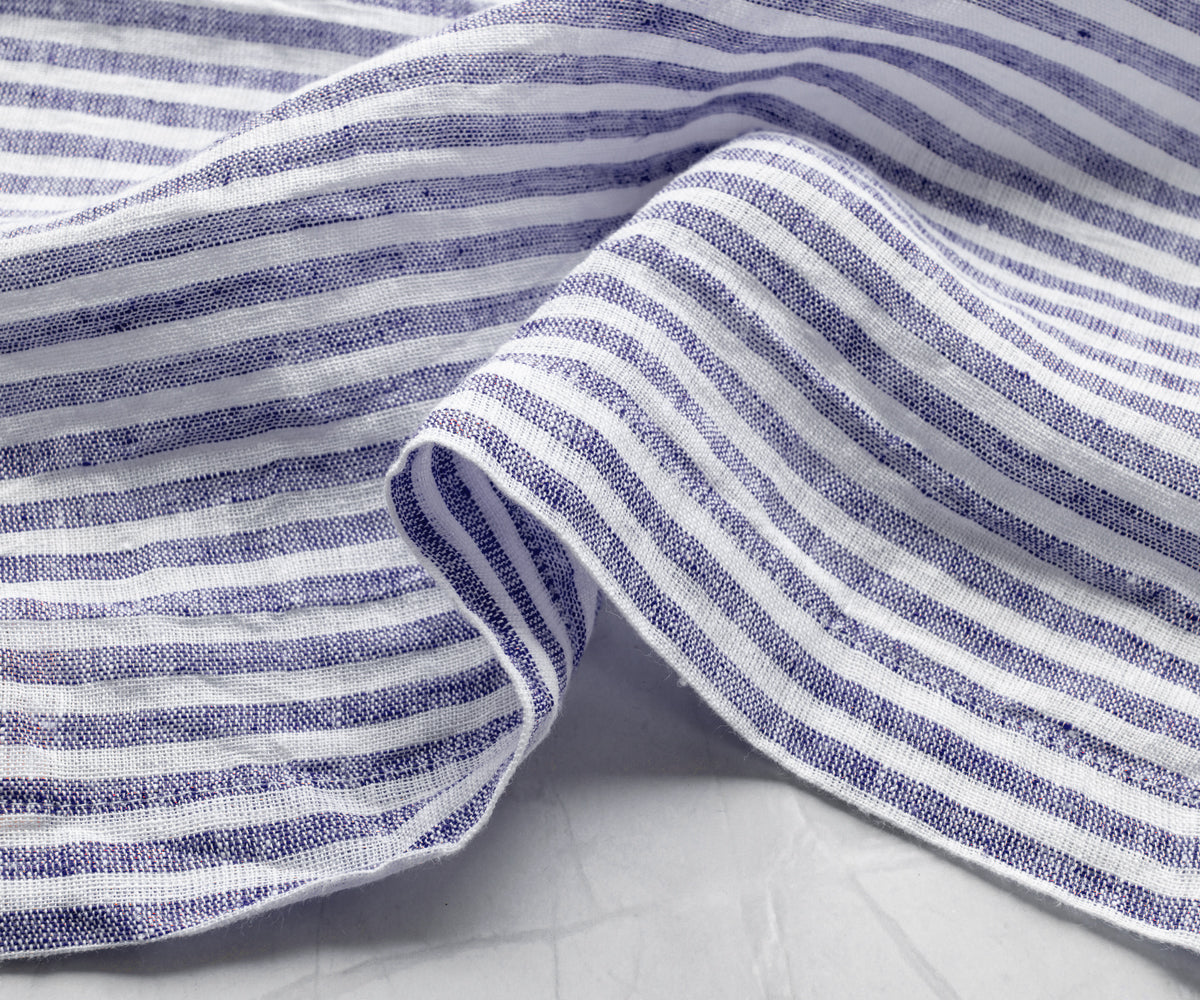 Blue Pinstripe Linen Napkins