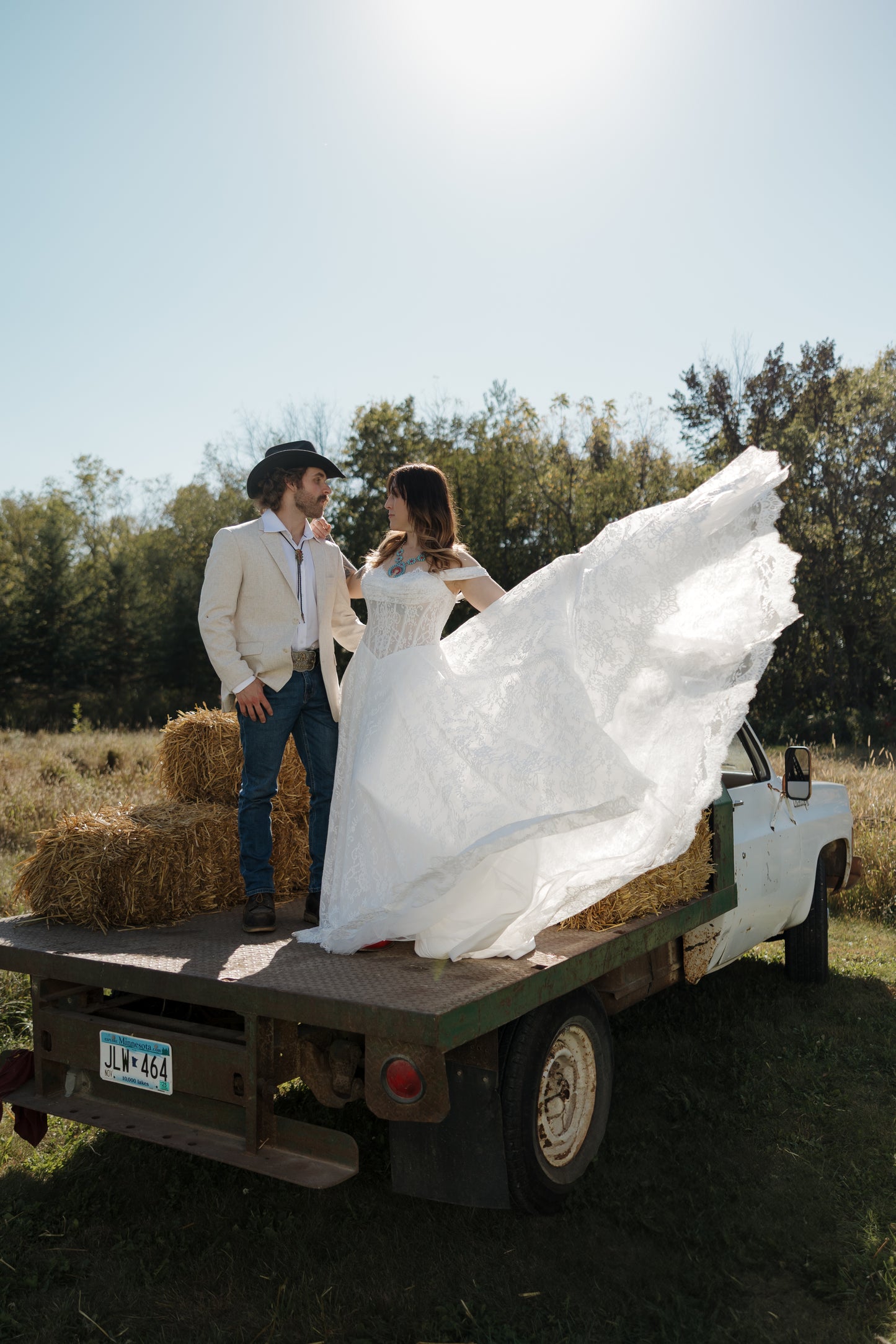 The Meredith Gown – Vintage Prairie Lace Wedding Dress with Basque Waistline