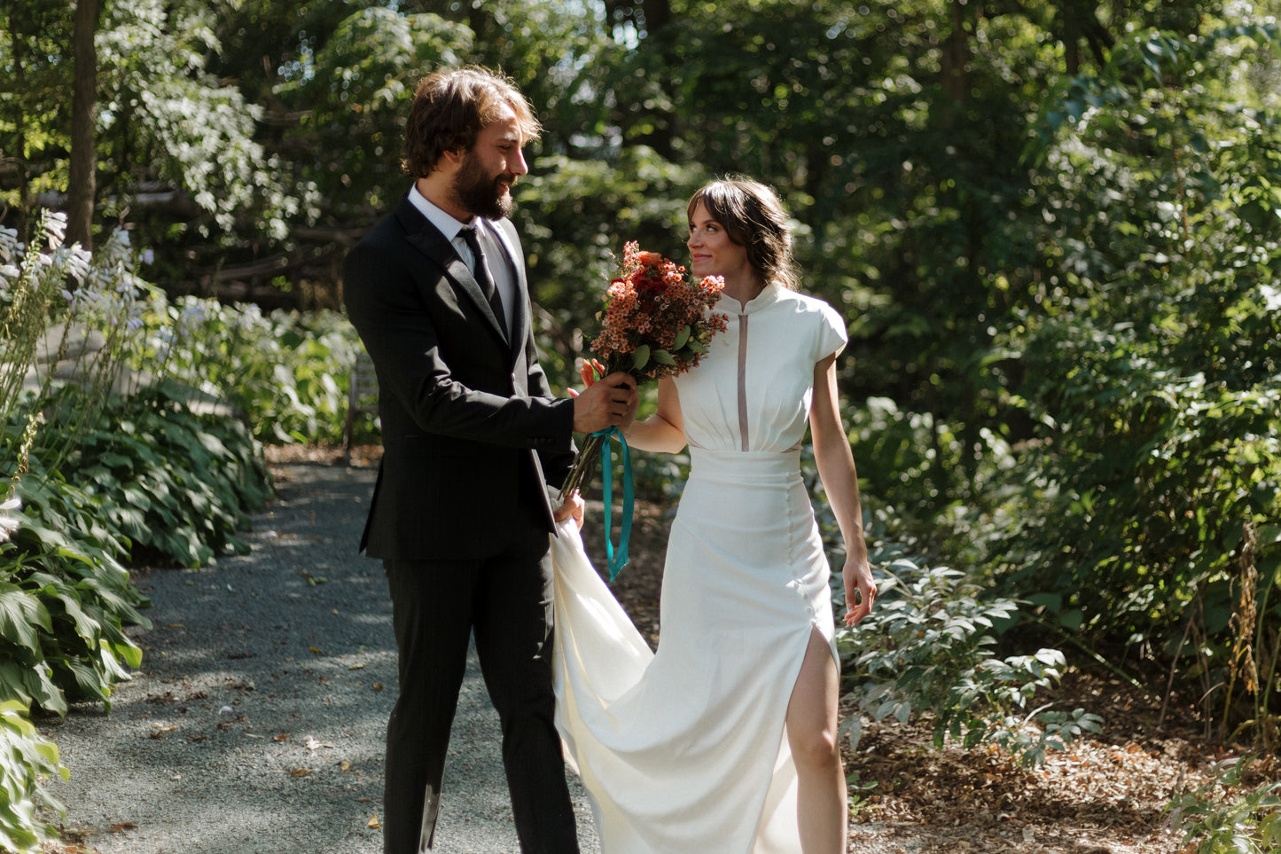 The Sandra Gown – Sleek Crepe Fit-and-Flare Wedding Dress with Keyhole Back