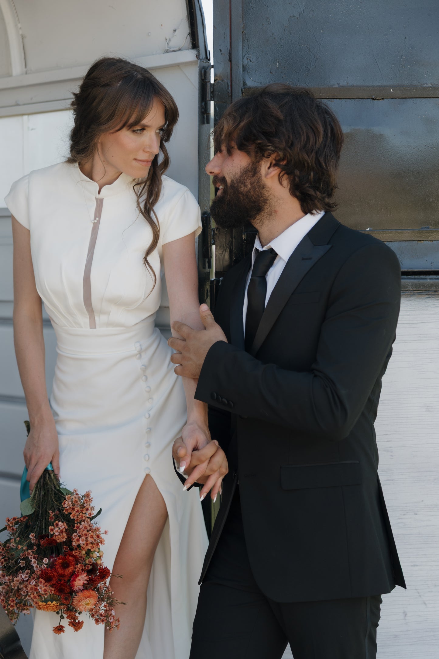 The Sandra Gown – Sleek Crepe Fit-and-Flare Wedding Dress with Keyhole Back