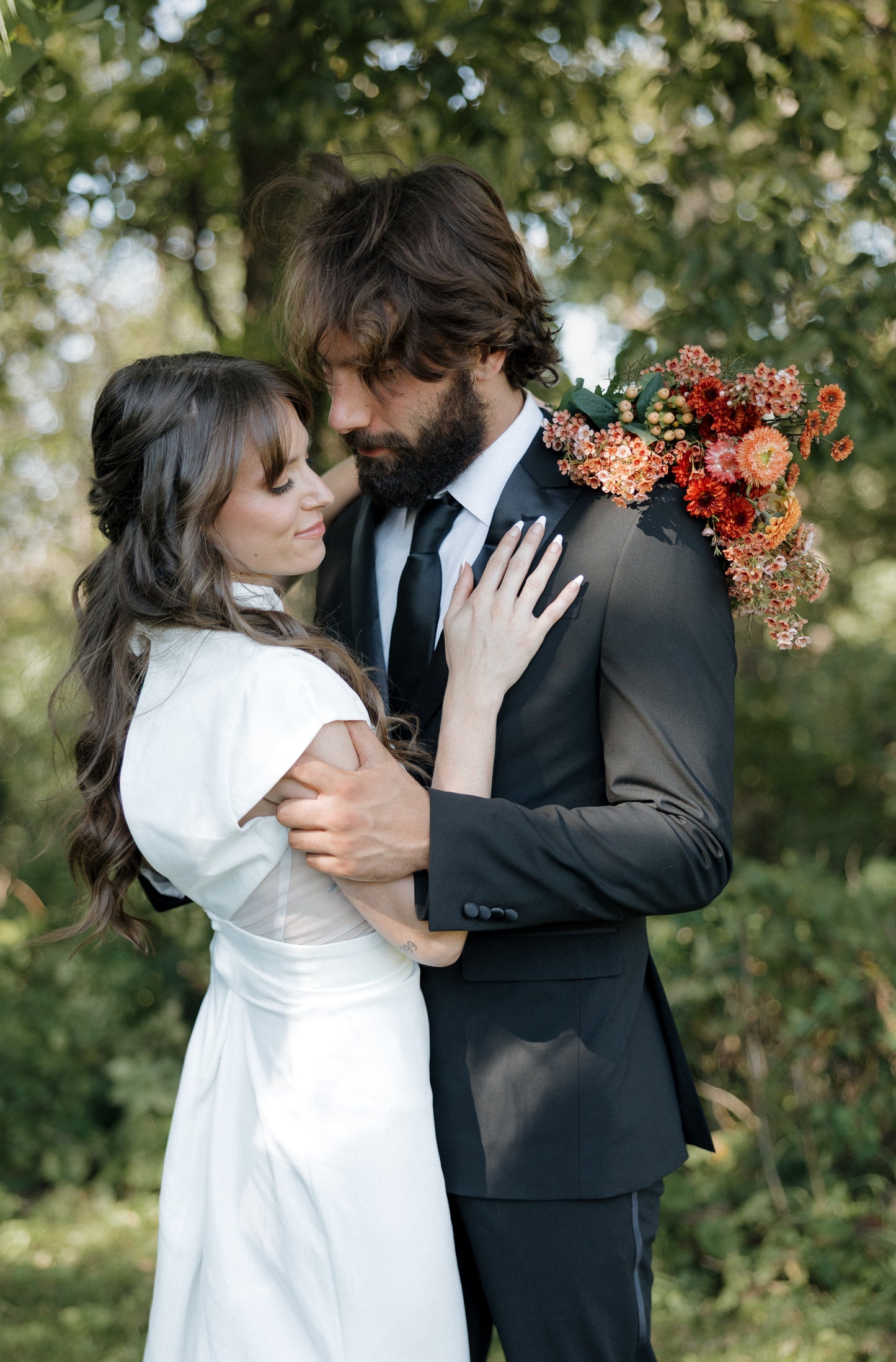 The Sandra Gown – Sleek Crepe Fit-and-Flare Wedding Dress with Keyhole Back
