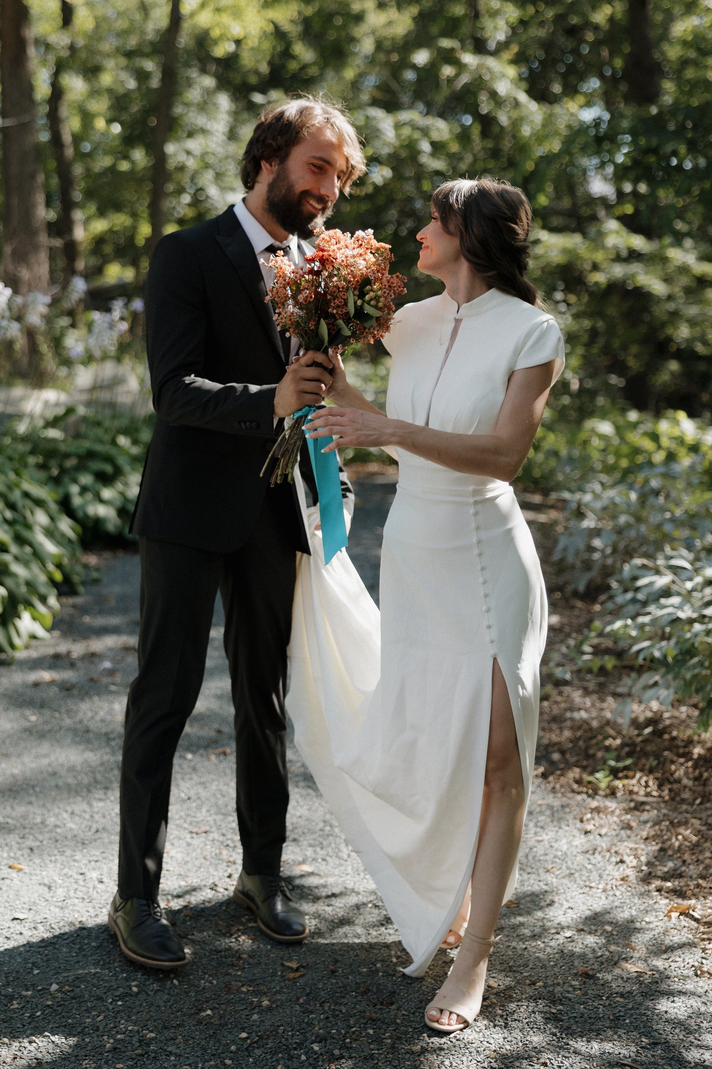 The Sandra Gown – Sleek Crepe Fit-and-Flare Wedding Dress with Keyhole Back