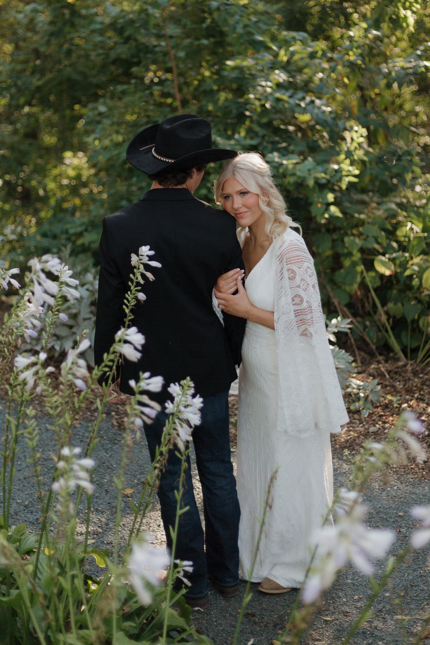 The Wilson Gown – Boho Lace Fit-and-Flare Wedding Dress with Fringe Back & Cape Sleeves