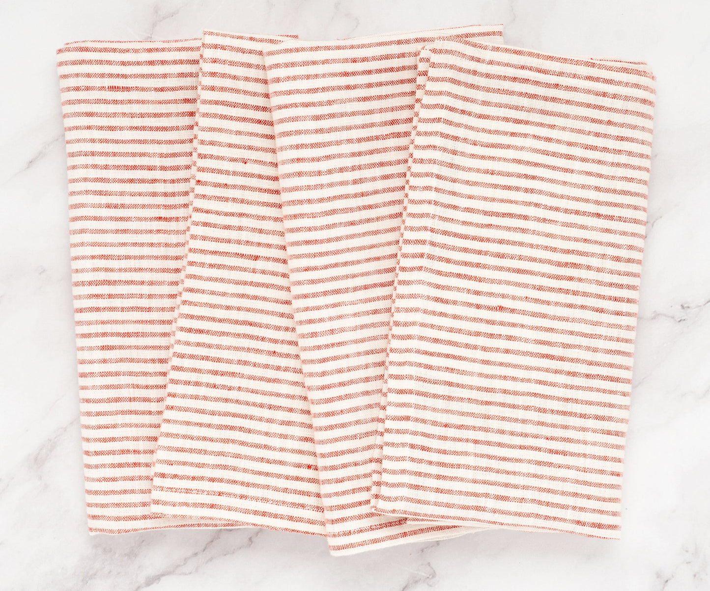 Red Linen Striped Napkins