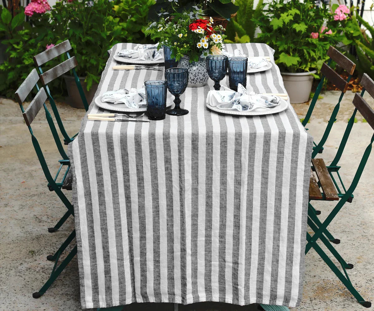 Linen Striped Tablecloth
