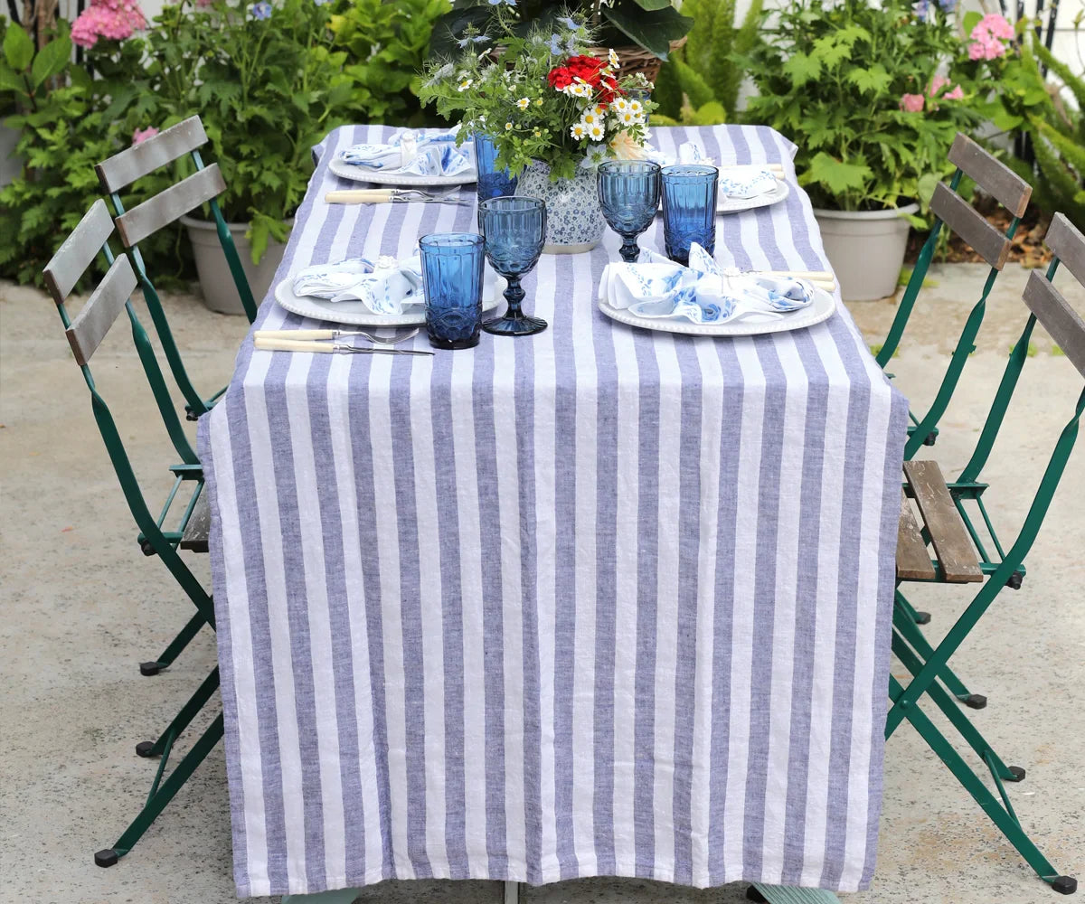 Linen Striped Tablecloth