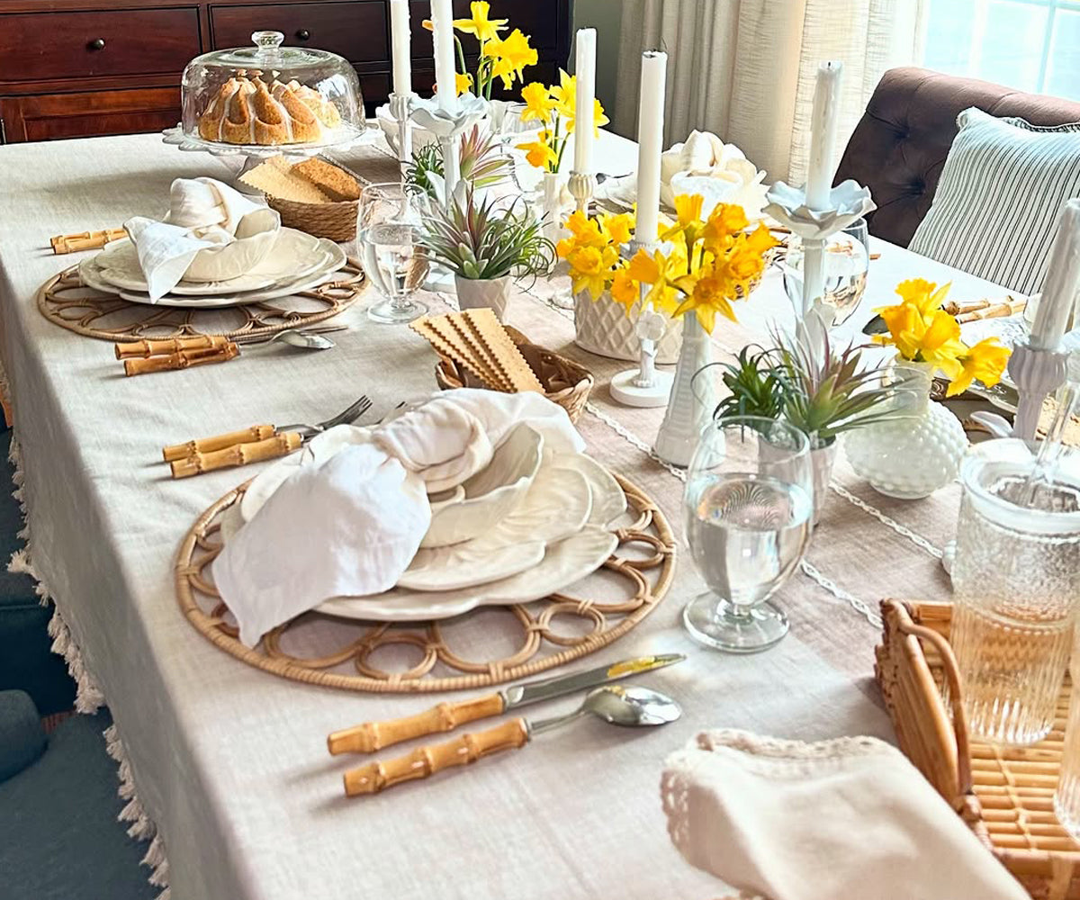 Striped Tablecloth - Tassel Tablecloth