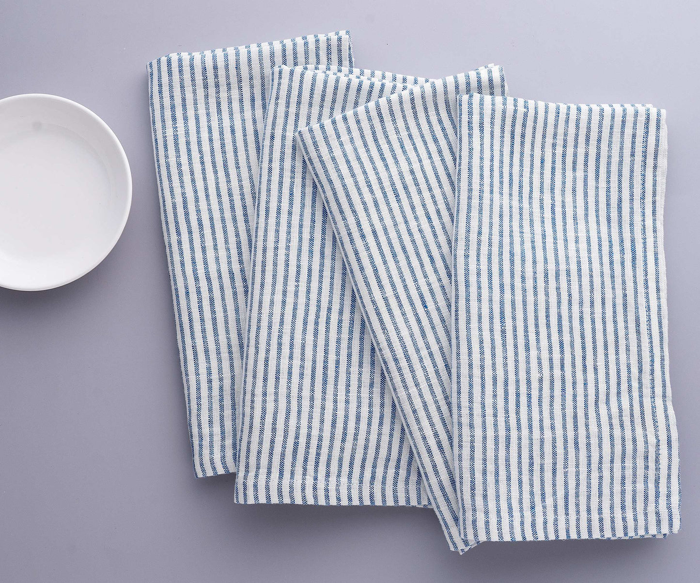 Blue Linen Striped Napkins