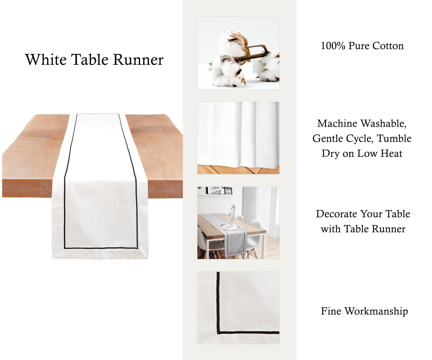 Cotton Table Runners - Embroidery Table Runner