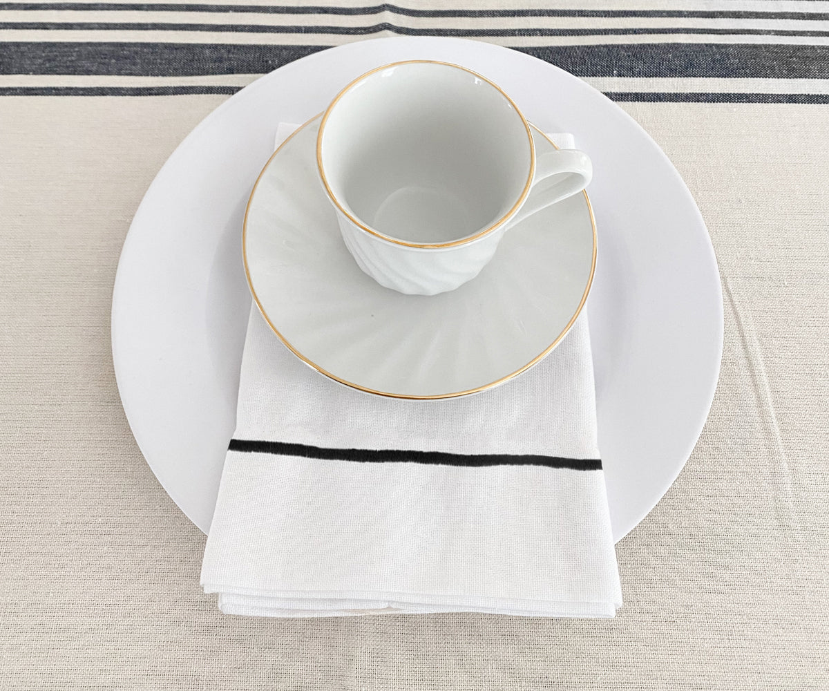 Black Embroidery Napkins - Line Design