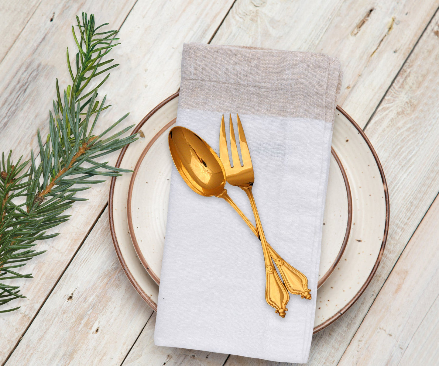 Beige Linen Napkin - White Dinner Napkins