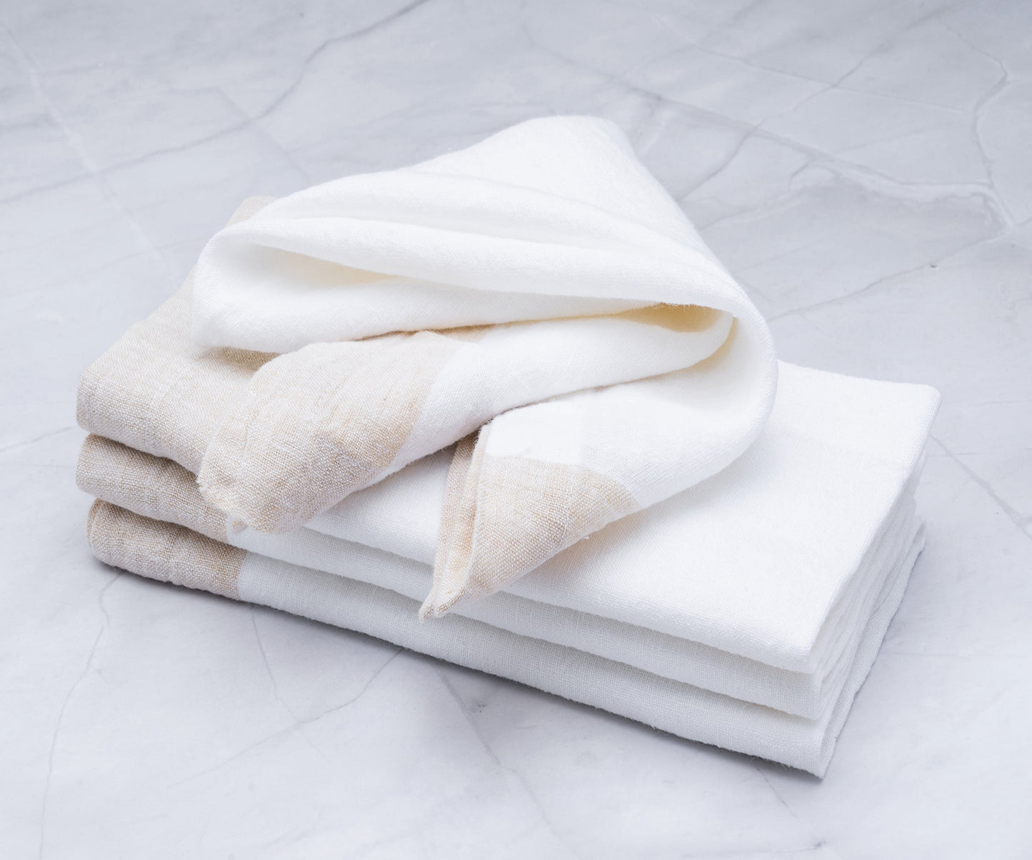 Beige Linen Napkin - White Dinner Napkins