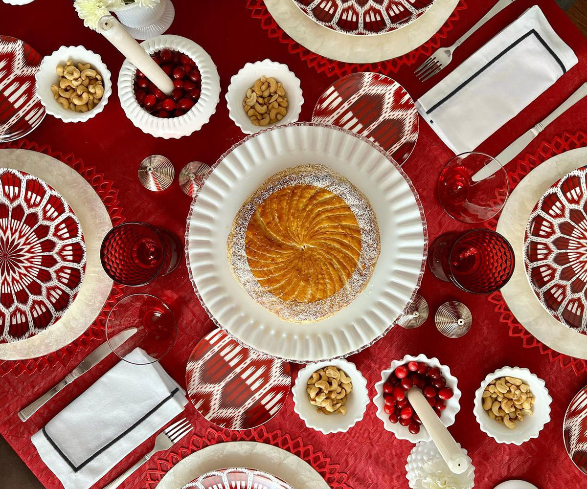 Red Embroidery Napkins- Line Design