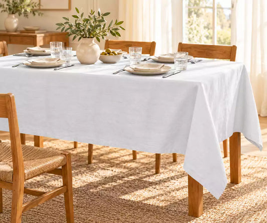 European Linen Tablecloths - White
