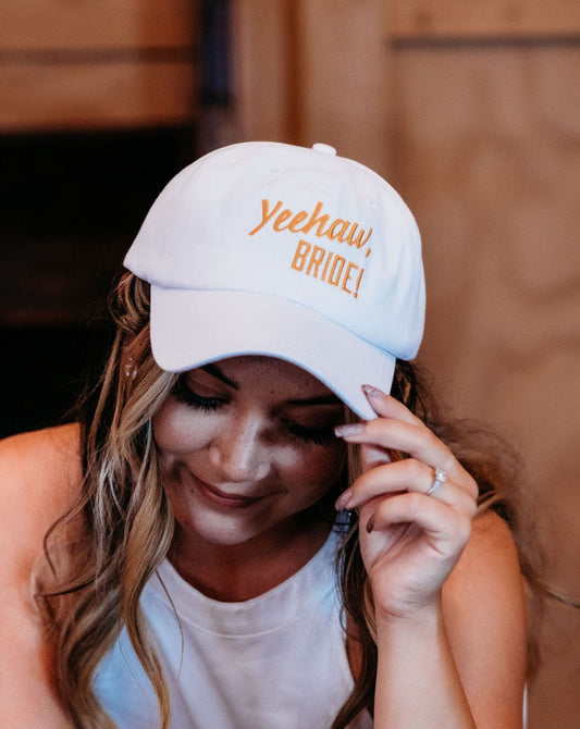 White Bachelorette Party Dad Hat - Yeehaw Bride