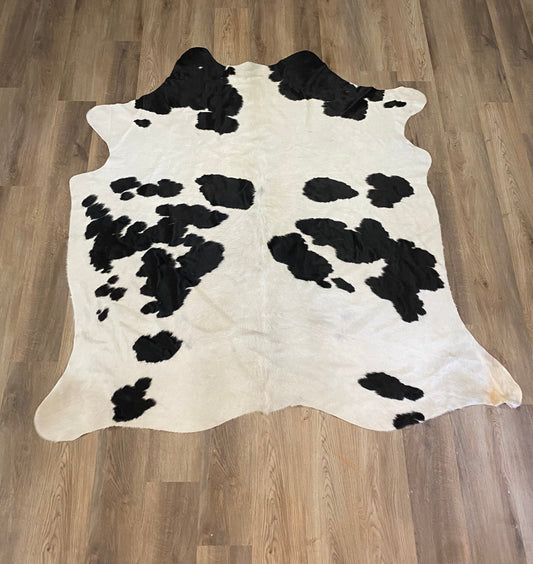 Black and White Spotted Cowhide Rug