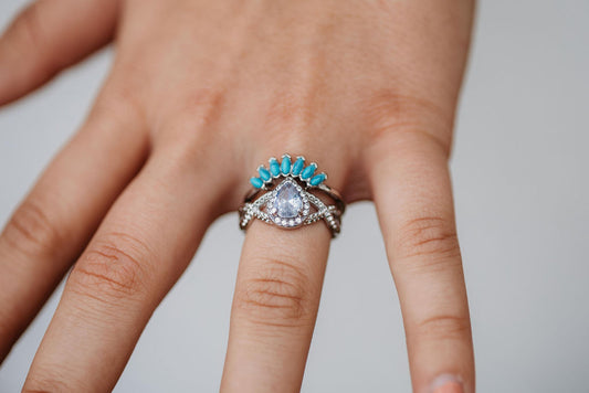 Turquoise Wedding Band Set