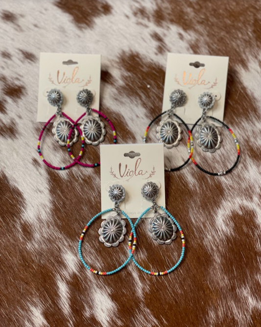 Beaded Concho Earrings